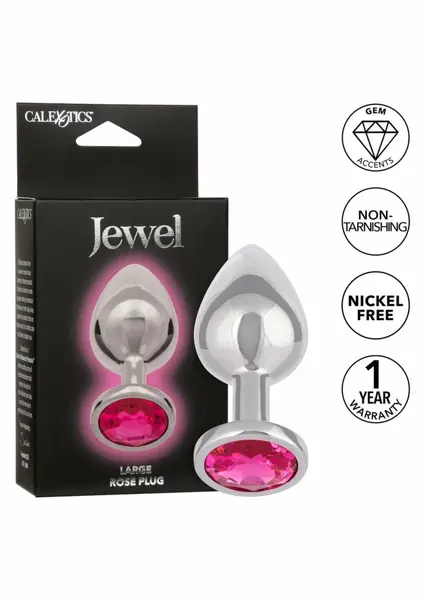 Jewel Large Rose Plug Metallic Intimate Accessory with Gem Accent