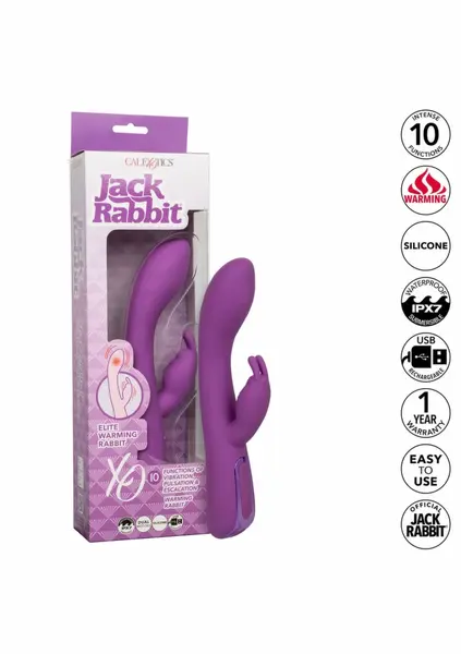 Jack Rabbit Elite Warming Rabbit Silicone Intimate Device Pink USB