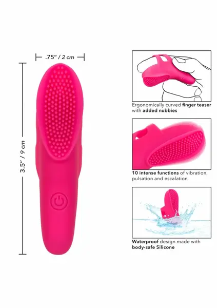 Neon Vibes The Nubby Vibe Finger Massager, 10 Modes, Waterproof, Pink