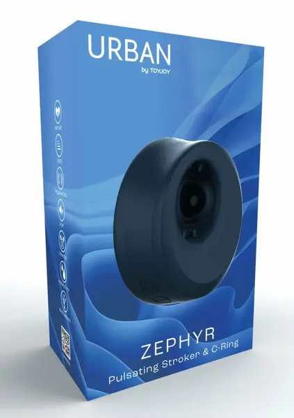 ToyJoy Zephyr Pulsating Intimate Machine & Adjustable C-Ring Black