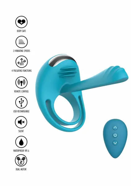 ToyJoy Passionate Joy Stick C-Ring Dual Motor Silicone Black