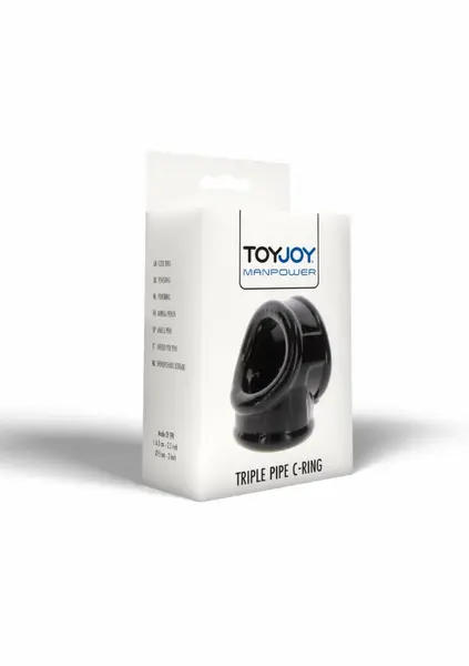 Manpower by TOYJOY Triple Pipe C-Ring Black TPR Support System 3cm/3.5cm