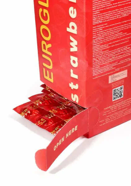 Euroglider Strawberry 144 kom - aromatizovani lateks, crveni, standardno prianjanje