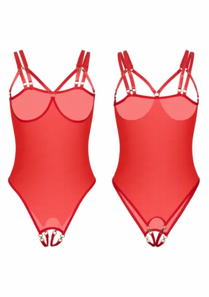 Kinky Diva Piquant Insane Sexy Collection bodi sa otvorenim grudima i otvorenim međunožjem crni S/M