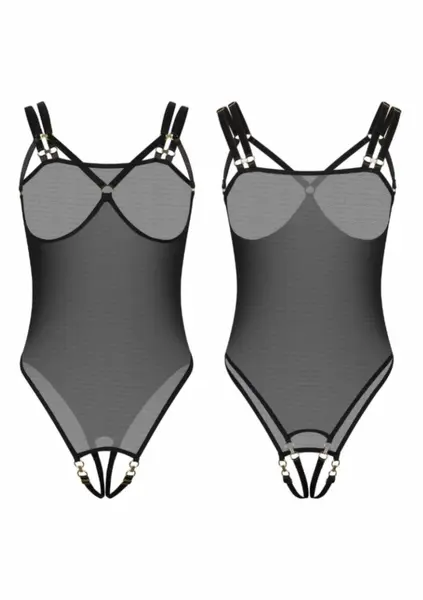 Kinky Diva Piquant Insane Sexy Collection bodi bez korpica i sa otvorenim preponama crni S/M