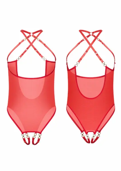Kinky Diva Coquette bodi bez korpica i sa otvorenim preponama podesive trake crni S/M