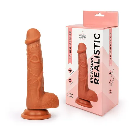 Dildo l radnog dela 140 mm d 34 mm, boja mulat, silikon art. ER-30051