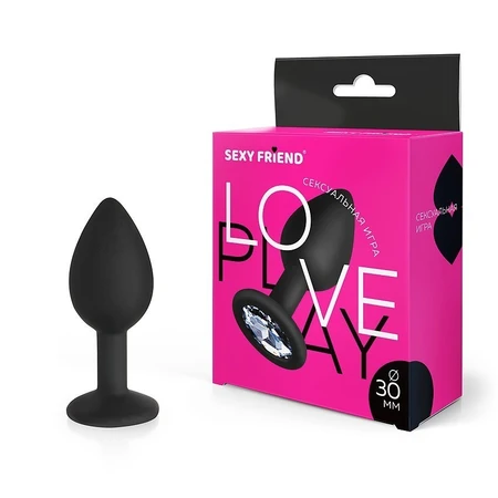 Glavčina je analna, L 73 mm d 30 mm, crna, boja kristala je bezbojna, silikon, art. SF-70500-01