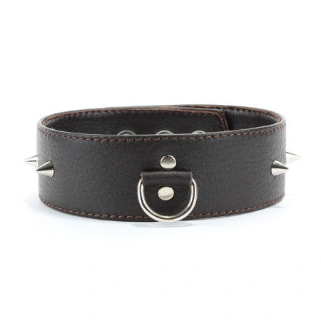 Ogrlica sa malim šiljcima je smeđa