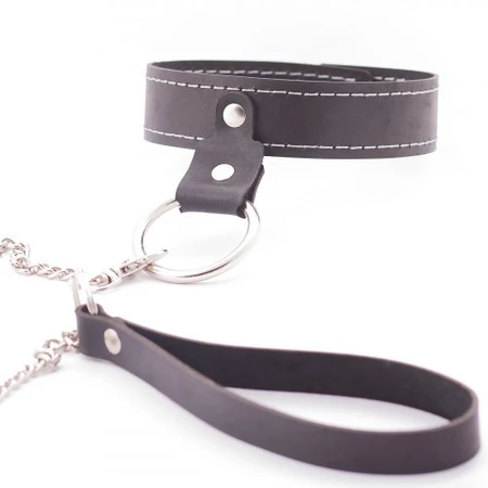 Uska jednoslojna ogrlica od prave kože