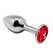 Srebrna analna čaura Mini Metal Butt Plug Size m sa crvenim kristalom