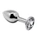 Srebrna analna čaura sa prozirnim kristalom Mini Metal Butt Plug Size l - 9 cm.