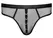 Svenjoyment Thong Net XL, crna mrežica sa wetlook detaljima i zlatnim prstenovima