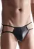 Andrasa Wetlook Men's Briefs Black with Decorative Metal Accent