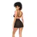 Dreamgirl L/XL Black Versatile Lace Bodysuit with Detachable Mesh Skirt