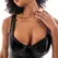 Mapale bodi L u sjajnoj crnoj boji sa efektom vinila i detaljima od tila