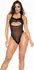 Mapale Bodysuit L/XL Black - Wet Look & Mesh, Adjustable Fastening