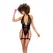 Mapale Sheer Bodysuit S/M Black with Deep Neckline & Garters