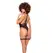 Mapale Sheer Bodysuit L/XL Black with Deep Neckline & Garters