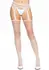Leg Avenue White Mesh Pantyhose with Integrated Garter Belt, One Size
