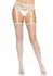 Leg Avenue White Mesh Pantyhose with Integrated Garter Belt, One Size