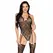 Leg Avenue Fishnet Teddy with Dotted Pattern & Attached Stockings Black One Size