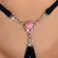 Cottelli Lingerie podesive tangice sa draguljem S-L, crne sa roze detaljem