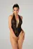Christine Dina čipkani bodi brenda Body sa vezivanjem oko vrata, elegantnom mrežicom i detaljem mašne L/XL