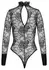 Noir Handmade Body Collar XL Crni čipkani bodi sa visokom kragnom
