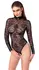 Noir Handmade Body Collar S, crni bodi od čipke i powerwetlook materijala, veličina S