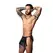 Male Power gladijatorski jockstrap sa suknjom S/M crni, provokativan veš od eko kože