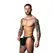 Male Power gladijatorski jockstrap sa suknjom S/M crni, provokativan veš od eko kože