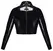 LateX crni crop top XL sa ruskom kragnom, dugim rukavima i lateksom debljine 0.35 mm
