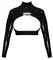 LateX Crop Top Black M sa ruskom kragnom, dugim rukavima i otvorenim prednjim delom