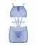 Obsessive Freedom Shaderi Blue Sheer Mesh Dress & Thong Set, Adjustable Belt