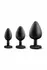 Blush Luxe Bling Plugs set analnih čepića za trening crni sa crvenim kristalom S/M/L