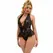 Subblime 930882 Elegant Black Bodysuit with Decorative Ruffles L/XL