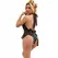 Subblime 930882 Elegant Black Bodysuit with Decorative Ruffles L/XL
