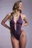 Renee Lace Crotchless Bodysuit Purple - Adjustable Straps & Rhinestone Detail