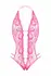 Renee Lace Open Crotch Bodysuit Pink Adjustable Rhinestone Detail
