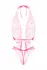 Renee Lace Open Crotch Bodysuit Pink Adjustable Rhinestone Detail