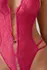 Renee Lace Open Crotch Bodysuit Pink Adjustable Rhinestone Detail