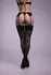 Feel Me Garter Stockings 15 Denier with Wide Floral Lace Band Black