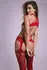 Passion Jasmina Red Bodystocking with Garter Effect, Universal Size