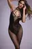 Passion Amara Black Bodystocking with Floral Lace, Crotchless, XS-XL
