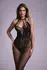 Passion Amara Black Bodystocking with Floral Lace, Crotchless, XS-XL