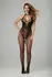 Passion Amara Black Bodystocking with Floral Lace, Crotchless, XS-XL