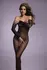 Obsessive Vaera Black Full-Body Catsuit with Decorative Patterns