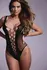 Passion Leana Black Bodystocking with Mesh Design, One Size