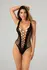 Passion Leana Black Bodystocking with Mesh Design, One Size